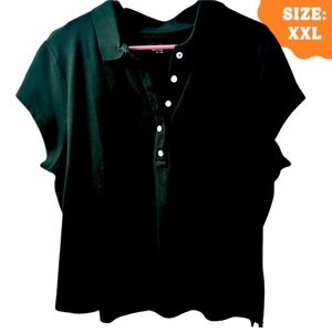 Offline Aerie Black Polo XXL|Button Up Short Sleeve Black Aerie Polo Size XXL
